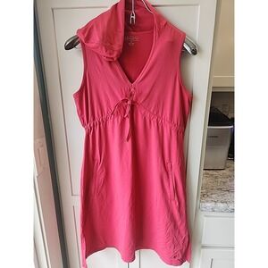 Athleta Hooded Dress Pink Drawstring‎ Sleeveless Small